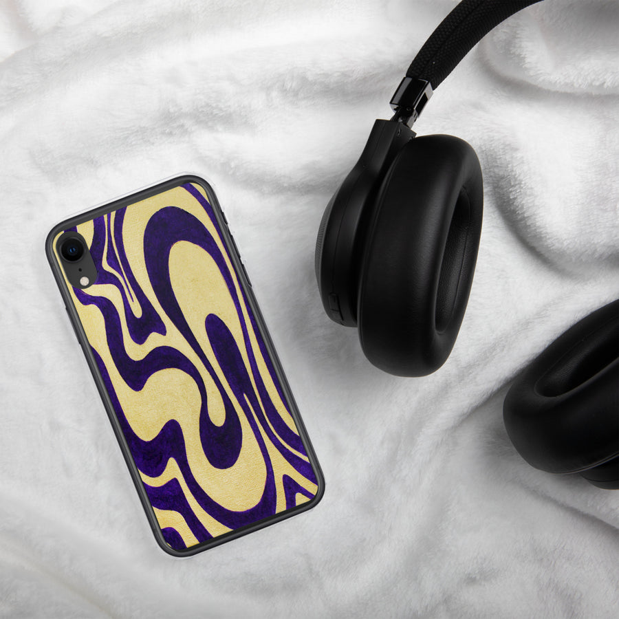 Purple & Gold Trippy Lines iPhone Case