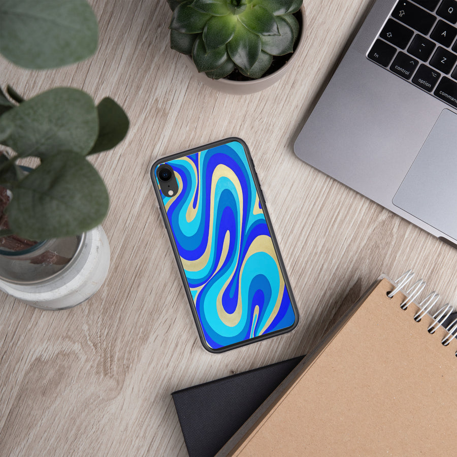 Blue & Gold Trippy Lines iPhone Case