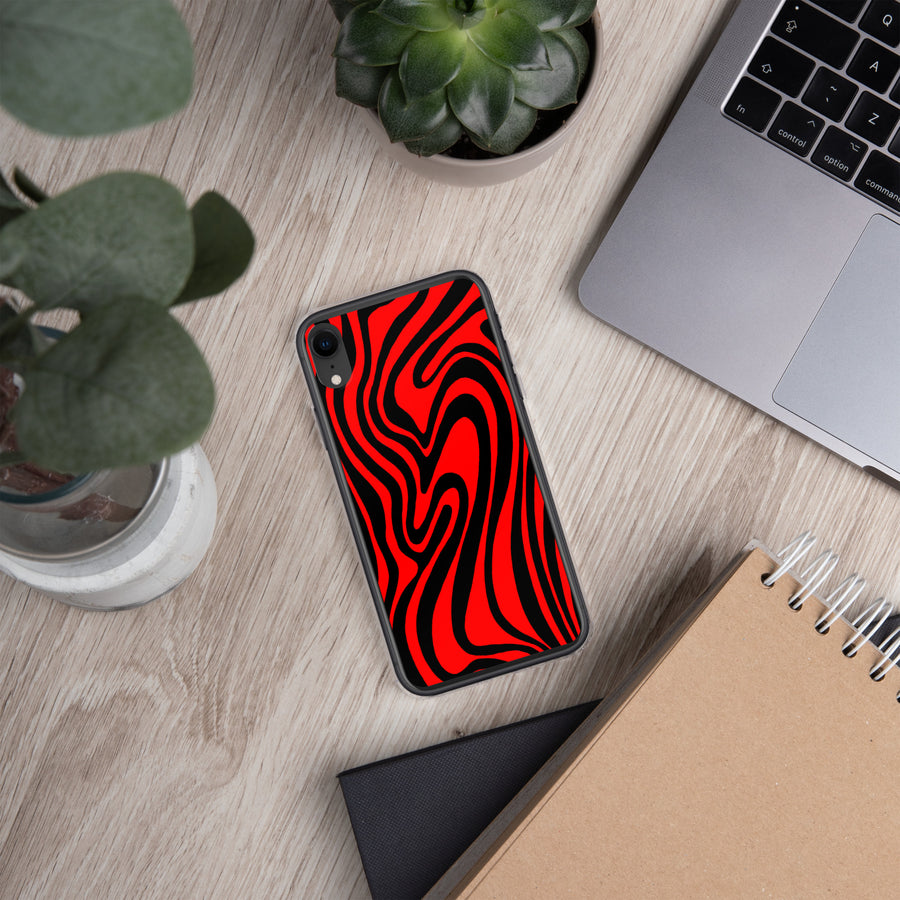 Red & Black trippy Lines iPhone Case