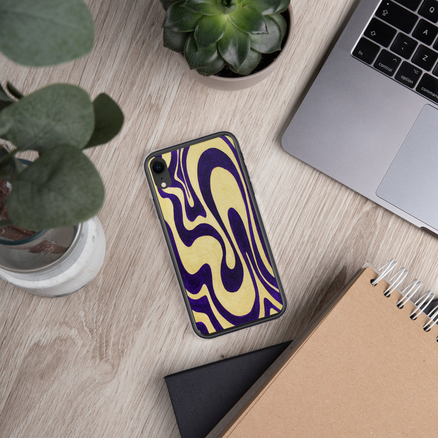 Purple & Gold Trippy Lines iPhone Case