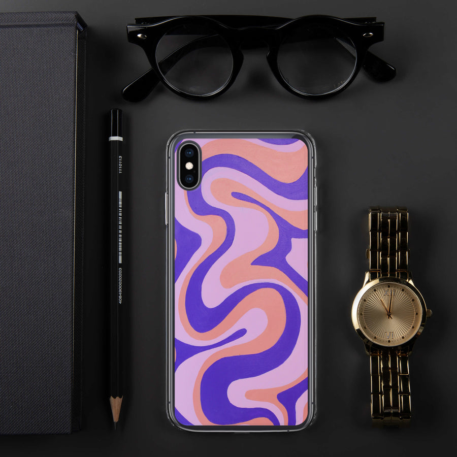 Purple, Orange & Pink Trippy Lines iPhone Case