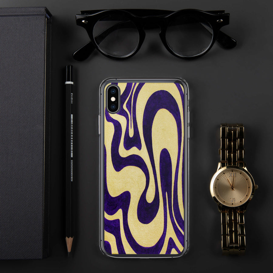 Purple & Gold Trippy Lines iPhone Case