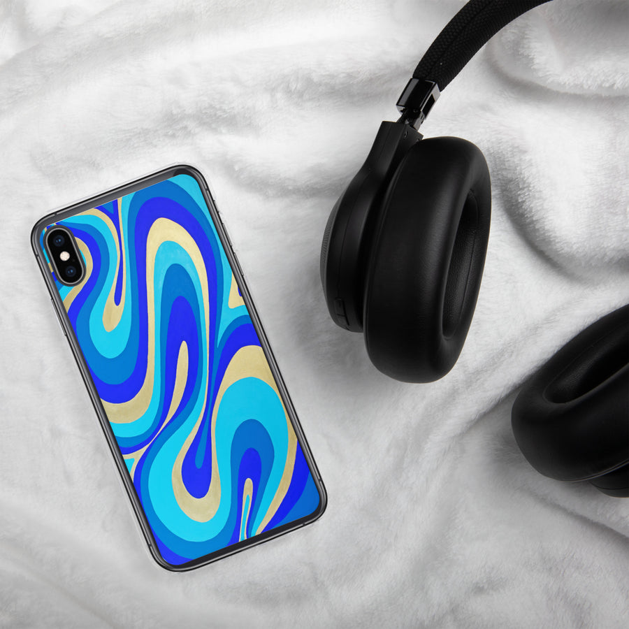 Blue & Gold Trippy Lines iPhone Case