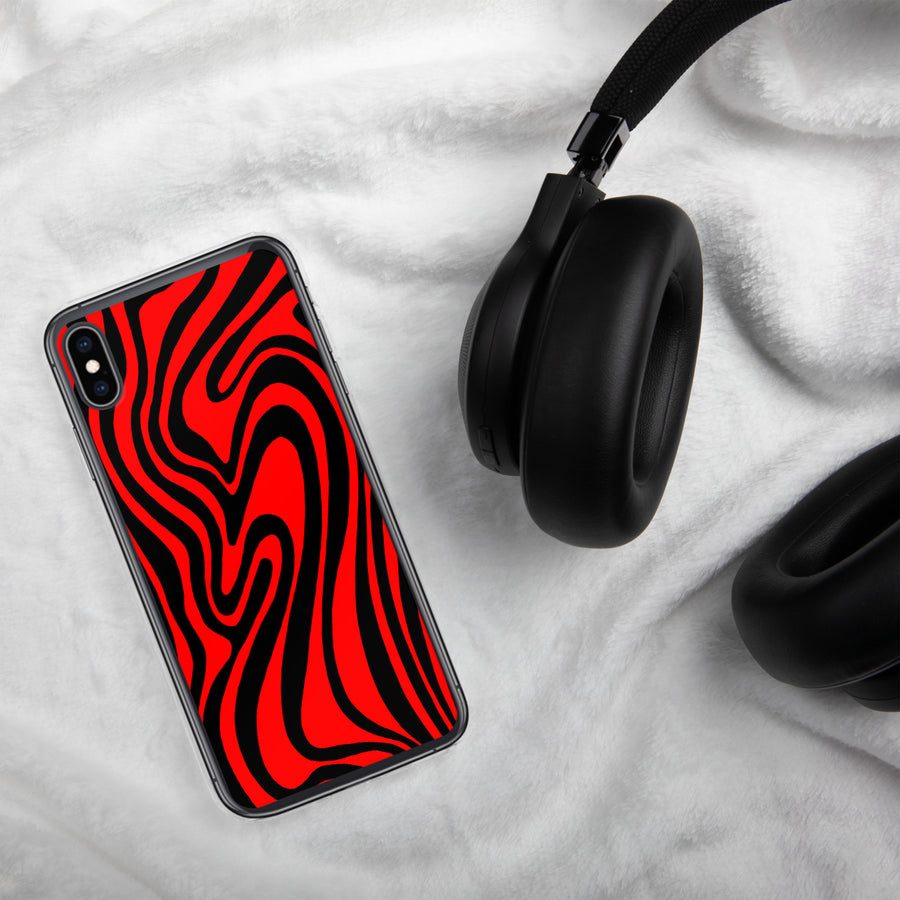 Red & Black trippy Lines iPhone Case