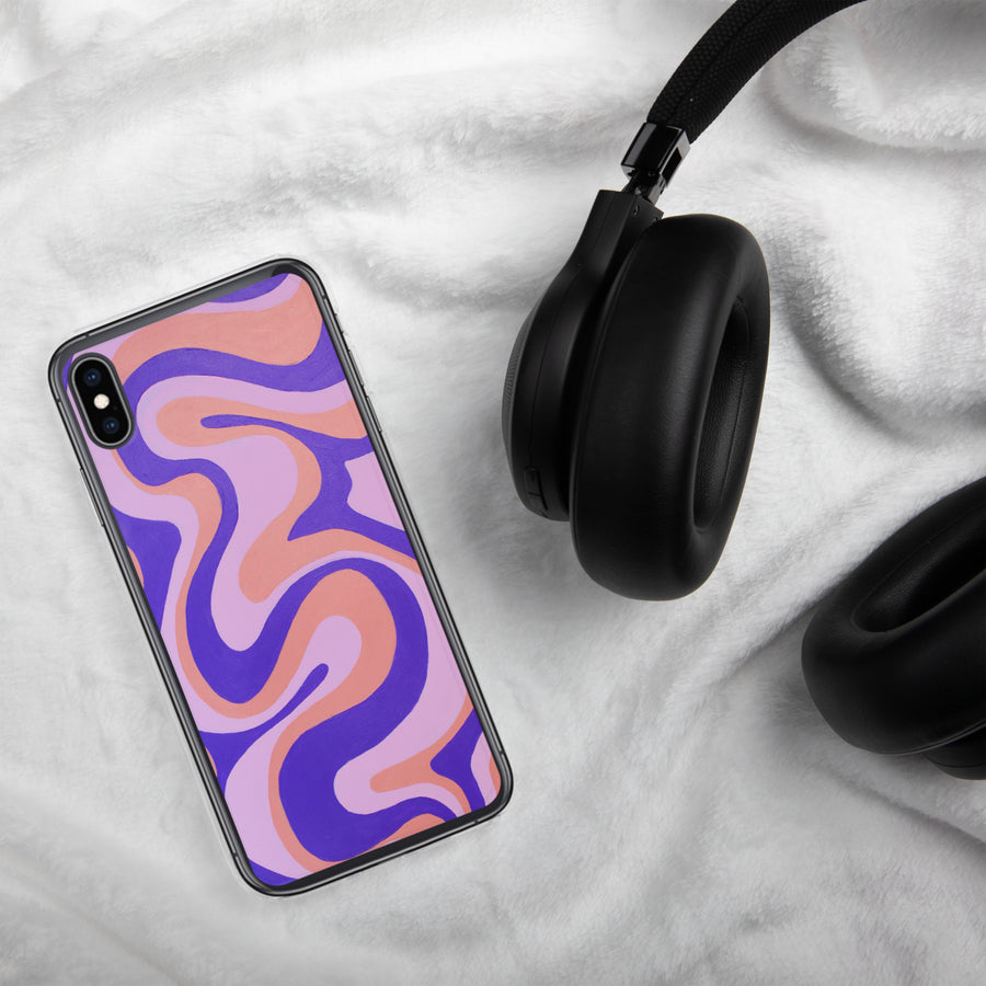 Purple, Orange & Pink Trippy Lines iPhone Case