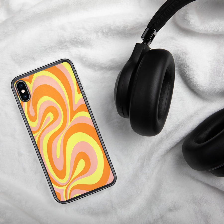 Orange, Yellow & Pink Trippy Lines iPhone Case