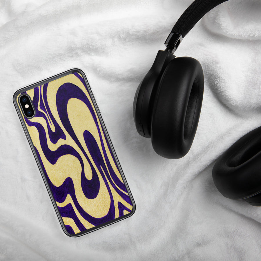 Purple & Gold Trippy Lines iPhone Case