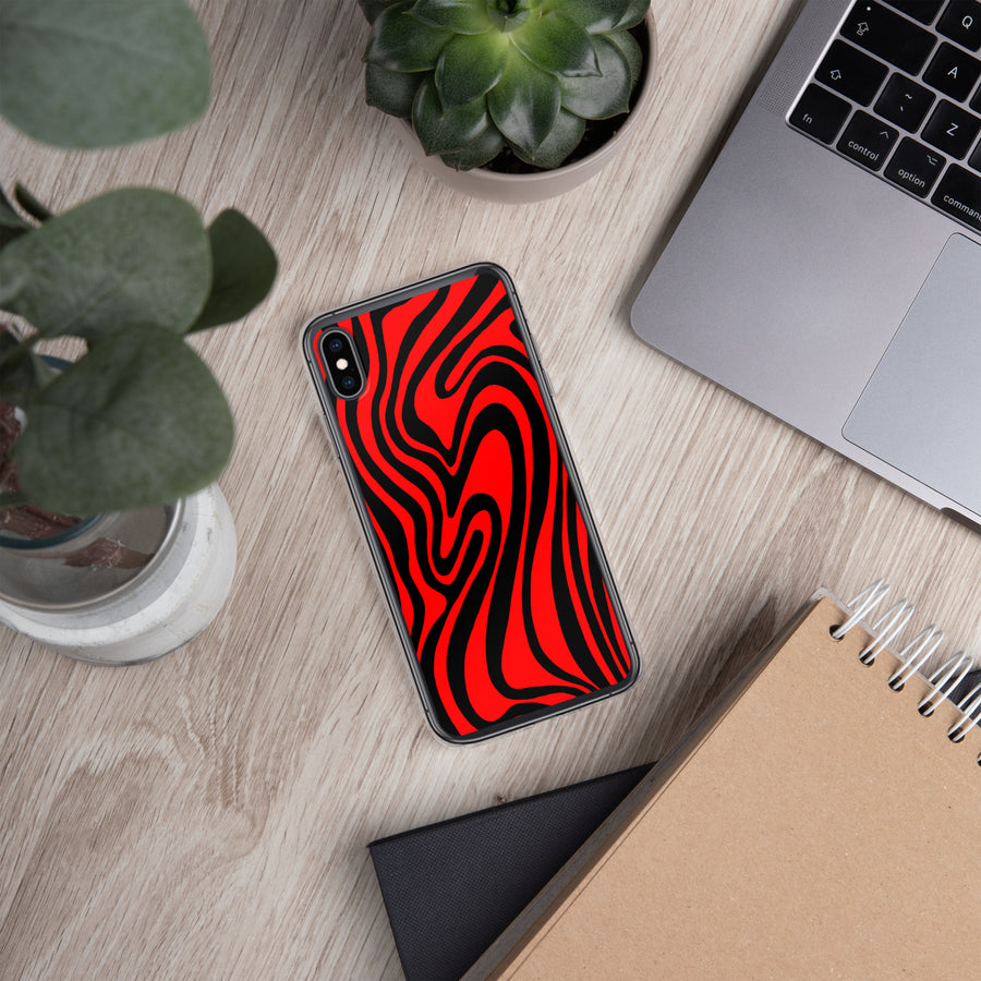 Red & Black trippy Lines iPhone Case