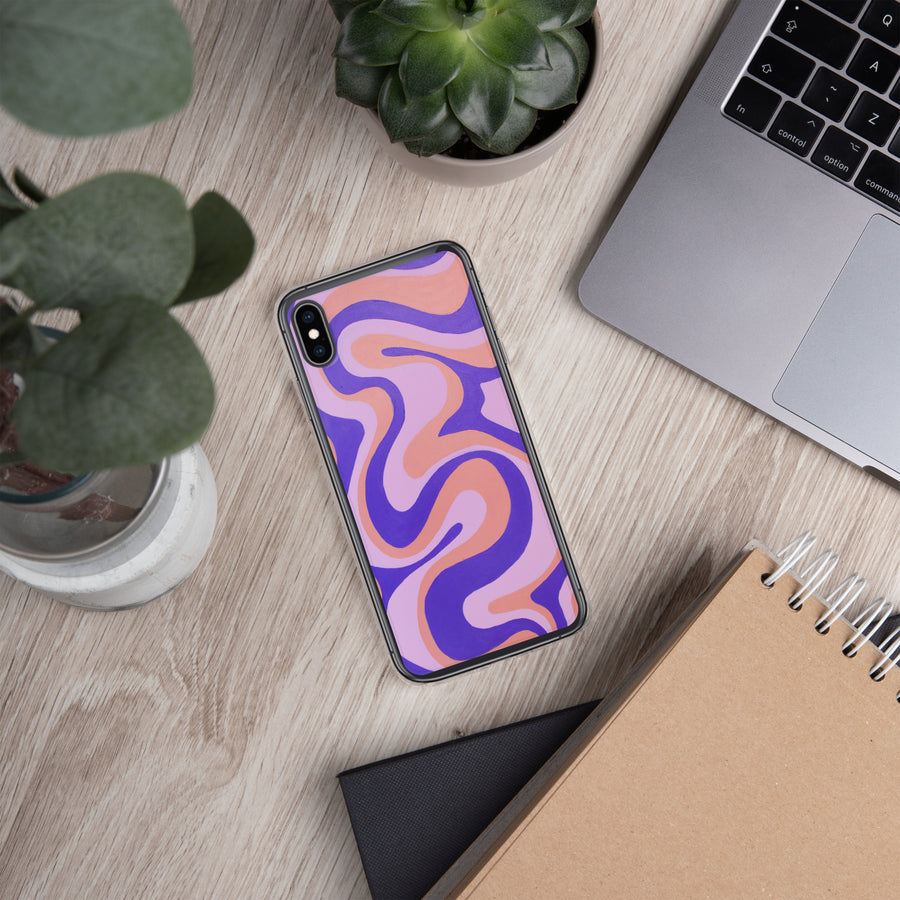 Purple, Orange & Pink Trippy Lines iPhone Case