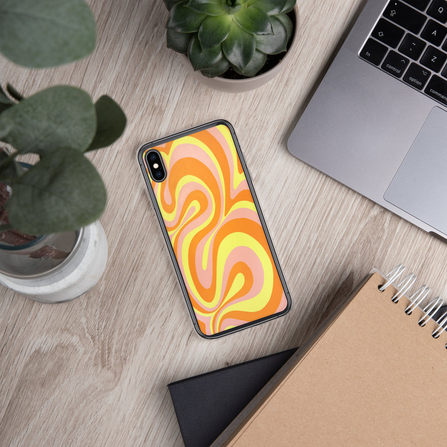 Orange, Yellow & Pink Trippy Lines iPhone Case