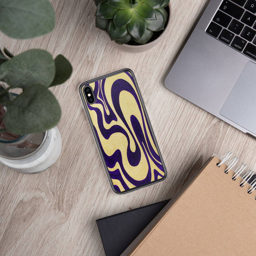 Purple & Gold Trippy Lines iPhone Case