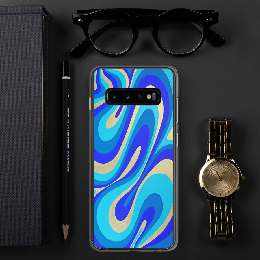 Blue & Gold Trippy Lines Samsung Case