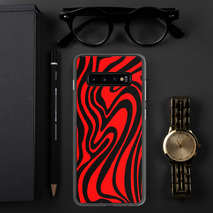 Red & Black Trippy Lines Samsung Case