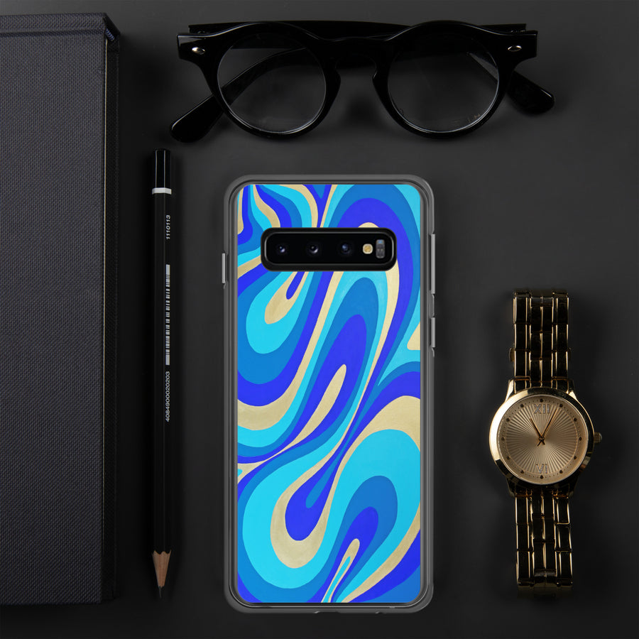 Blue & Gold Trippy Lines Samsung Case