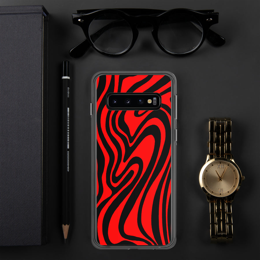 Red & Black Trippy Lines Samsung Case