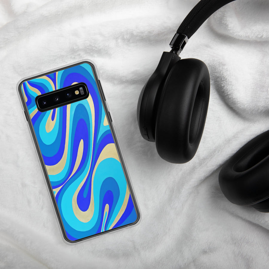 Blue & Gold Trippy Lines Samsung Case