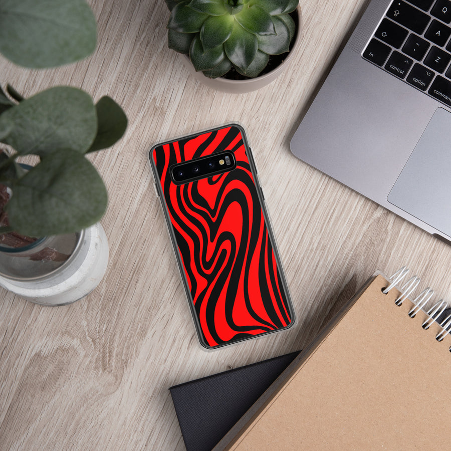 Red & Black Trippy Lines Samsung Case