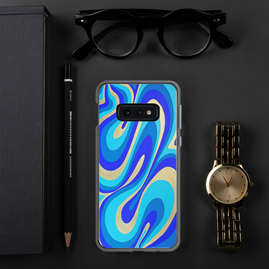 Blue & Gold Trippy Lines Samsung Case