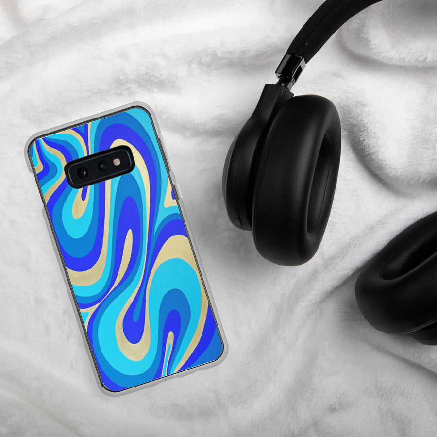 Blue & Gold Trippy Lines Samsung Case