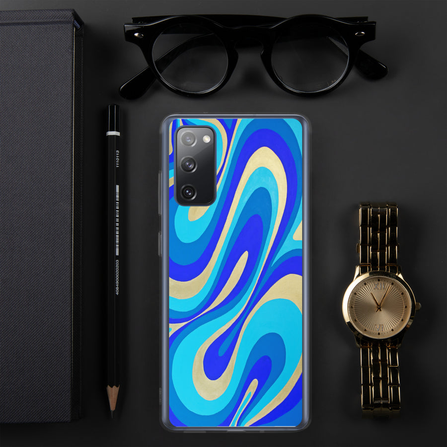 Blue & Gold Trippy Lines Samsung Case