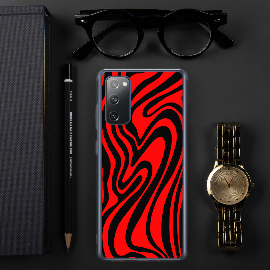 Red & Black Trippy Lines Samsung Case