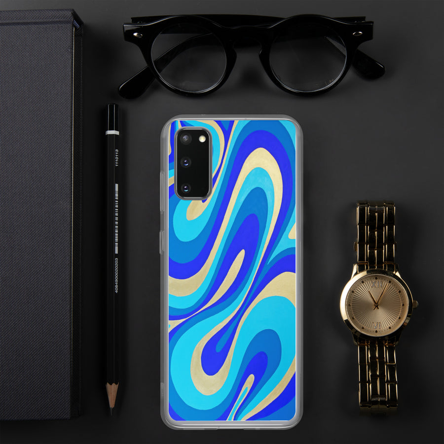 Blue & Gold Trippy Lines Samsung Case