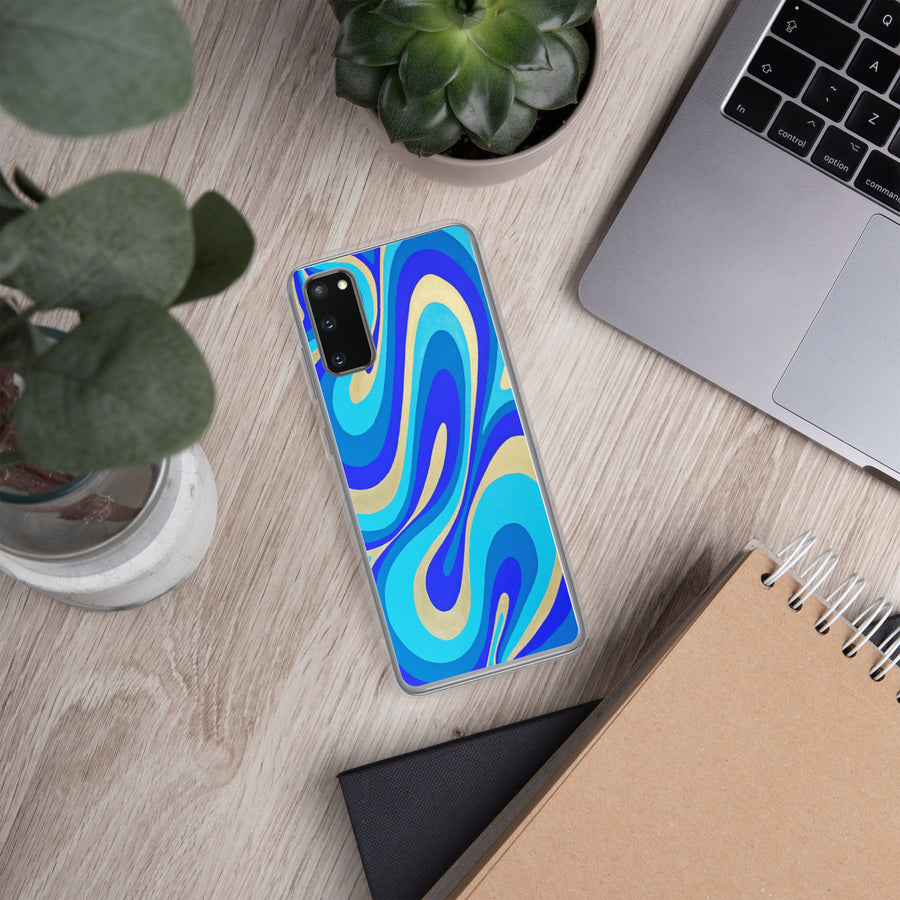 Blue & Gold Trippy Lines Samsung Case