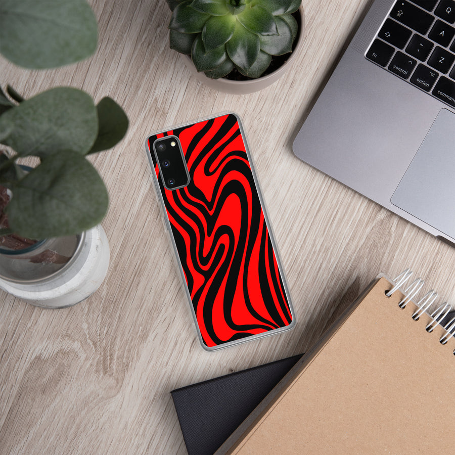 Red & Black Trippy Lines Samsung Case