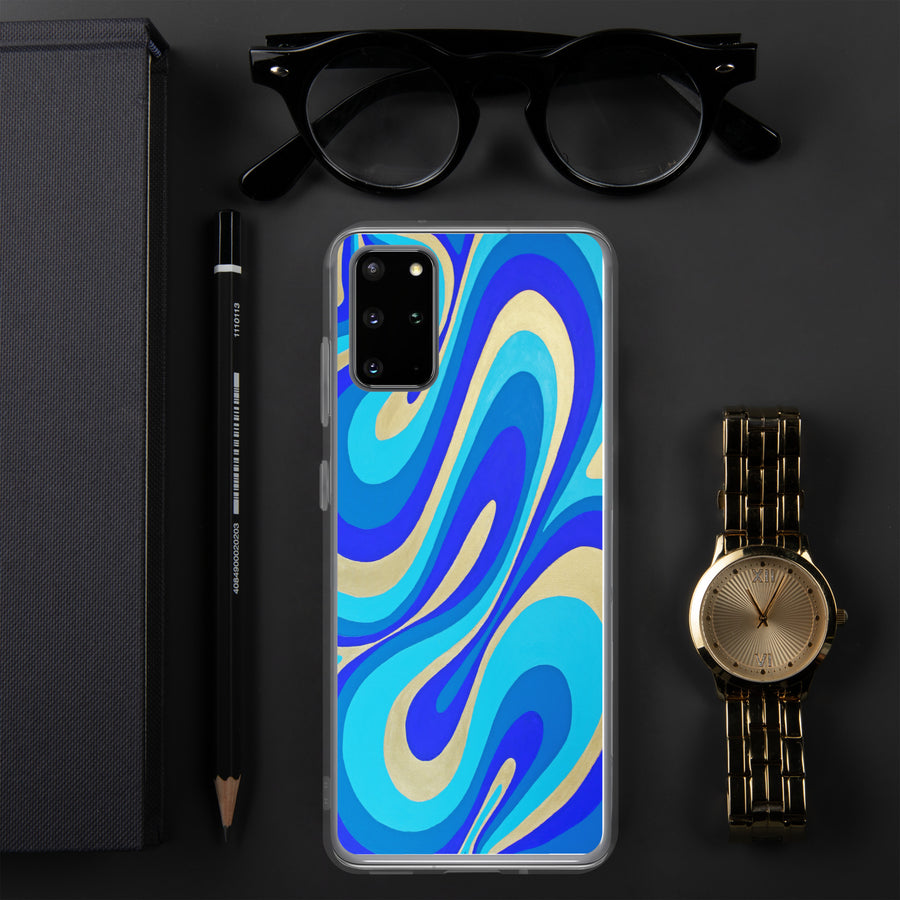 Blue & Gold Trippy Lines Samsung Case