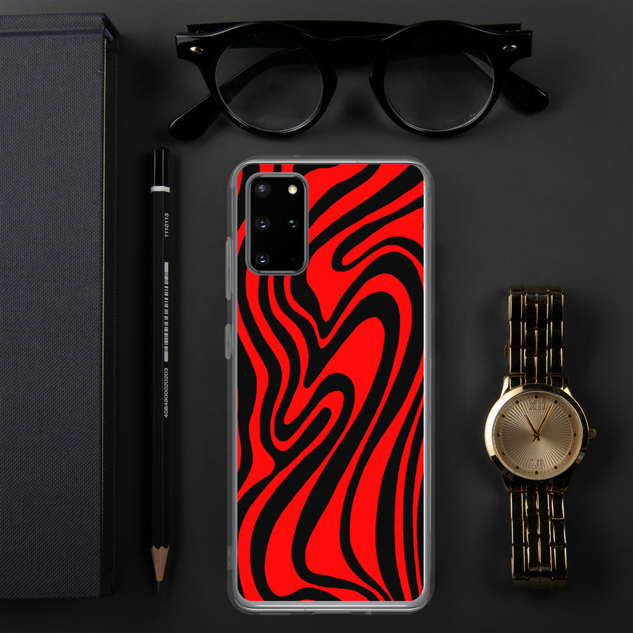 Red & Black Trippy Lines Samsung Case