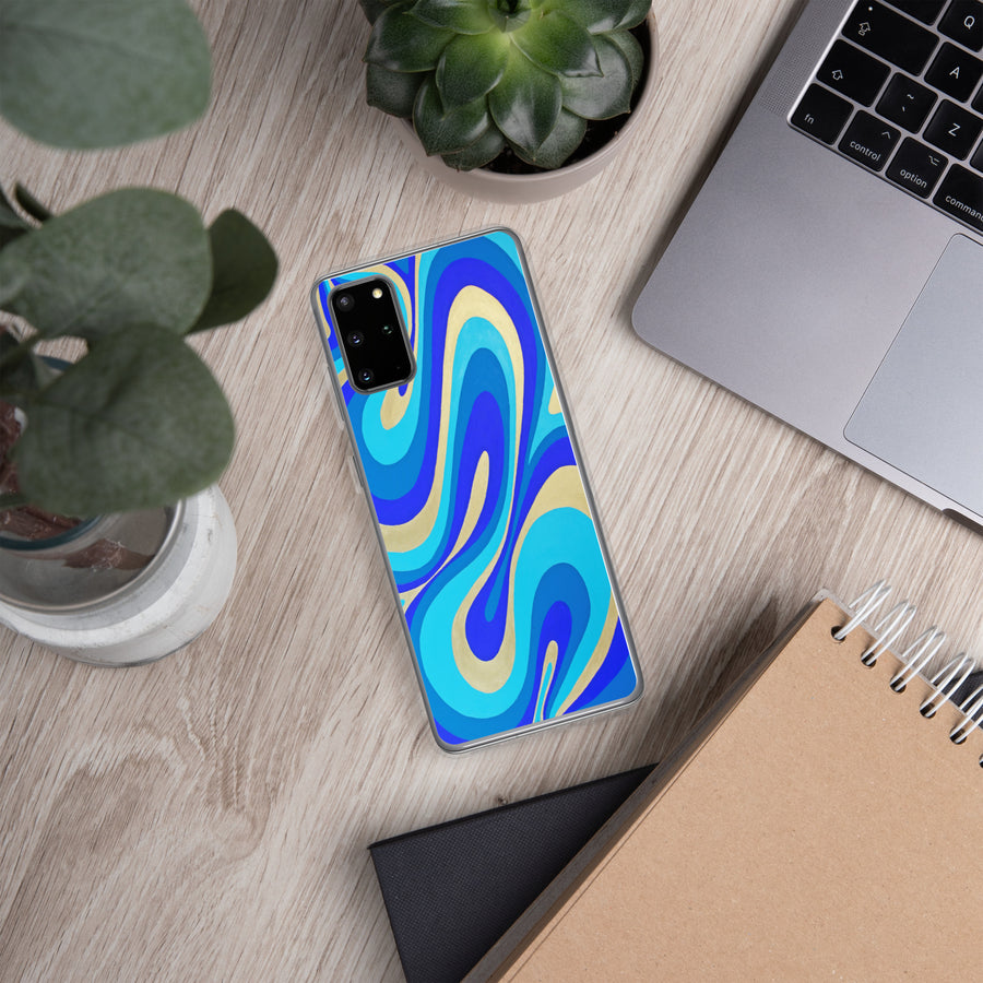 Blue & Gold Trippy Lines Samsung Case