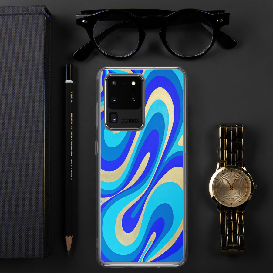 Blue & Gold Trippy Lines Samsung Case