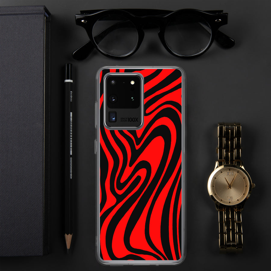 Red & Black Trippy Lines Samsung Case