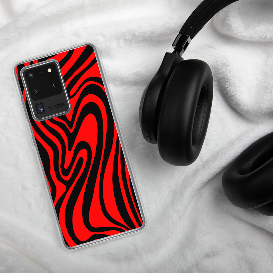 Red & Black Trippy Lines Samsung Case