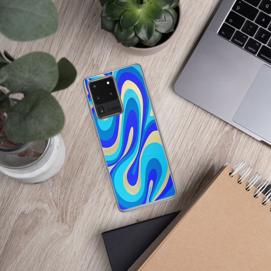 Blue & Gold Trippy Lines Samsung Case