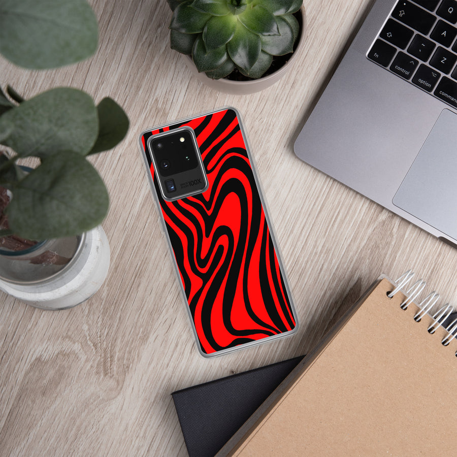 Red & Black Trippy Lines Samsung Case