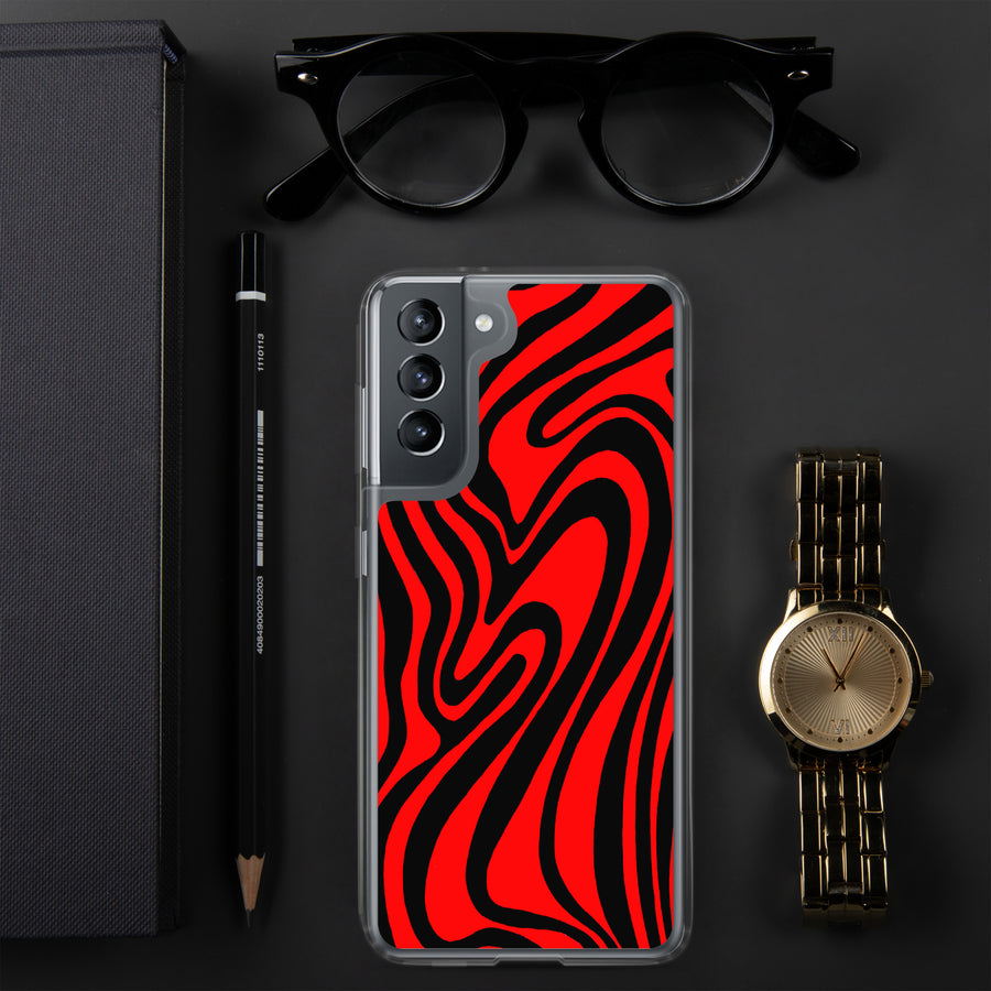 Red & Black Trippy Lines Samsung Case