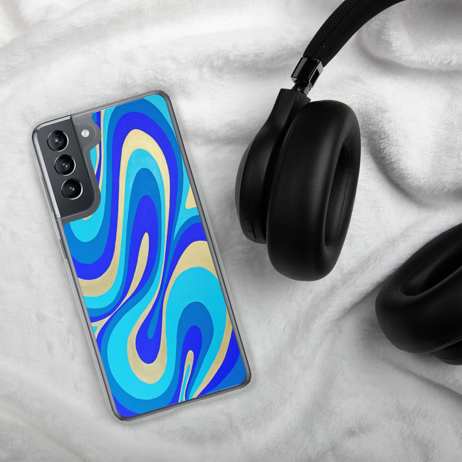 Blue & Gold Trippy Lines Samsung Case