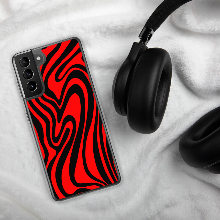 Red & Black Trippy Lines Samsung Case