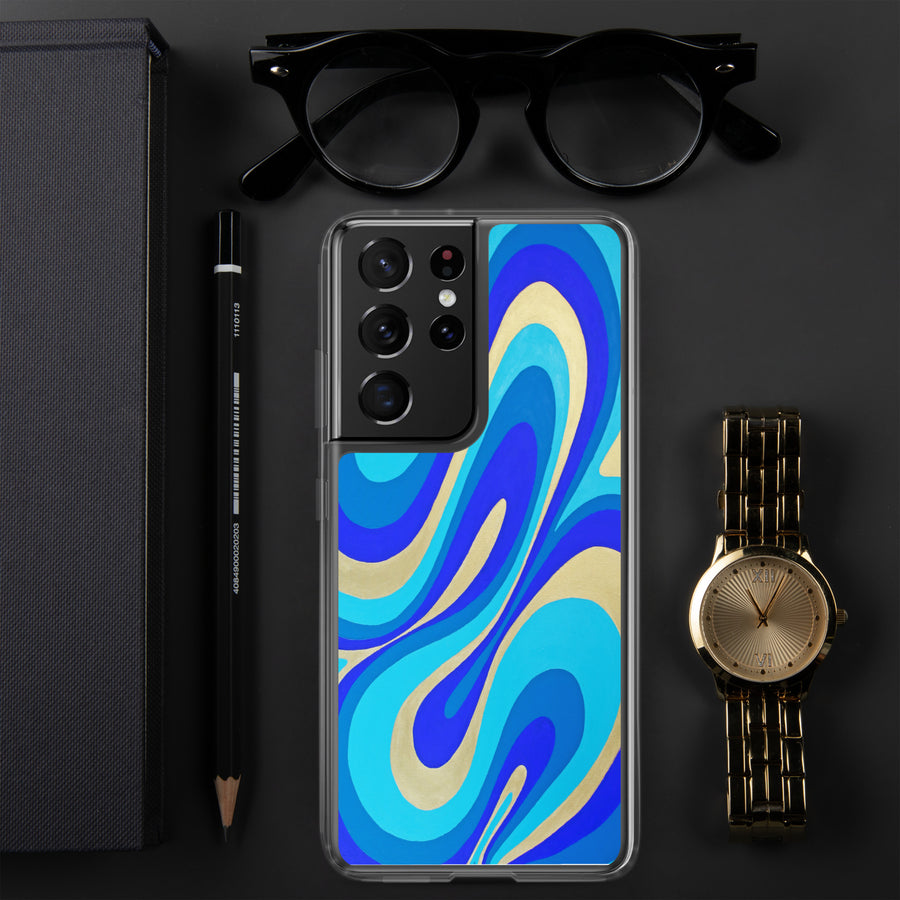 Blue & Gold Trippy Lines Samsung Case