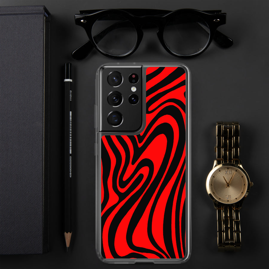 Red & Black Trippy Lines Samsung Case