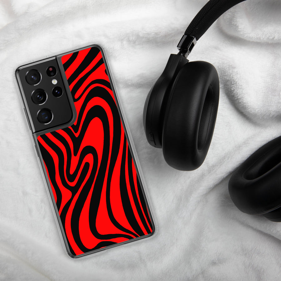 Red & Black Trippy Lines Samsung Case