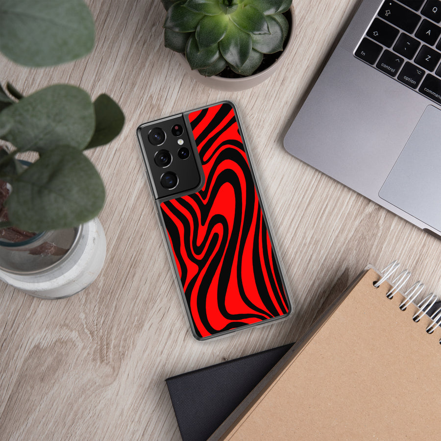 Red & Black Trippy Lines Samsung Case