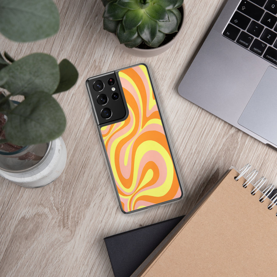 Orange, Yellow & Pink Trippy Lines Samsung Case