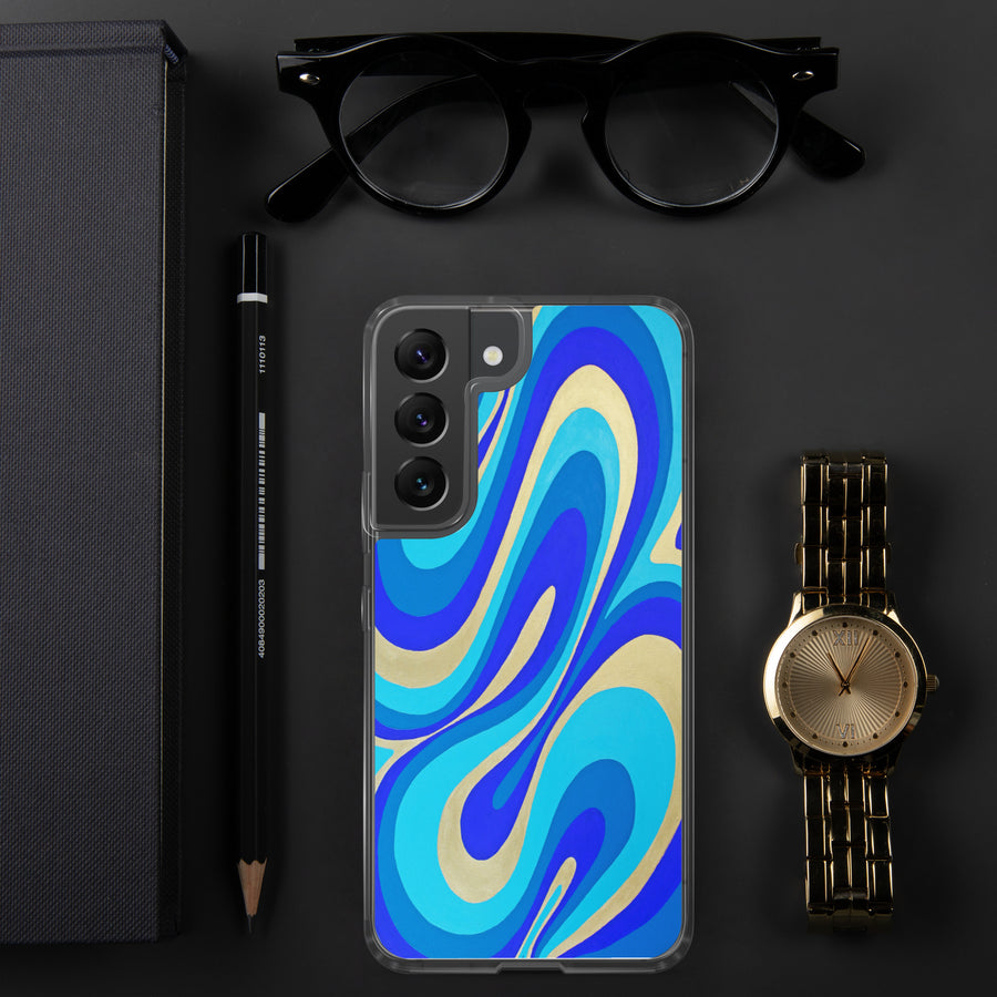 Blue & Gold Trippy Lines Samsung Case