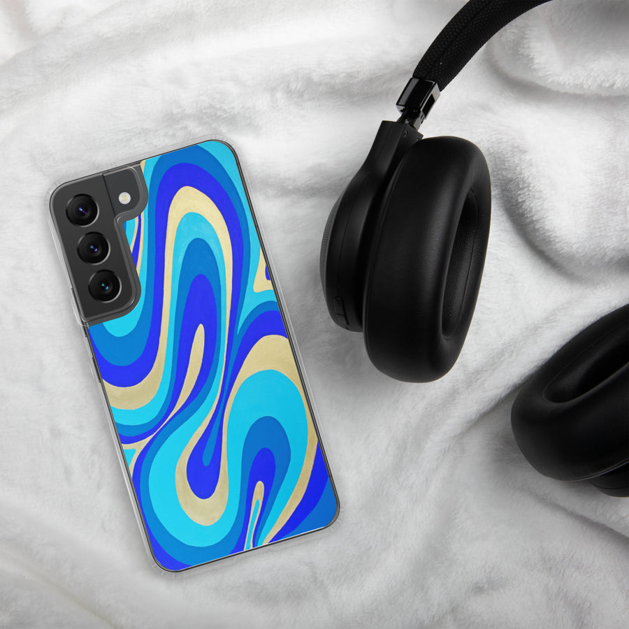 Blue & Gold Trippy Lines Samsung Case