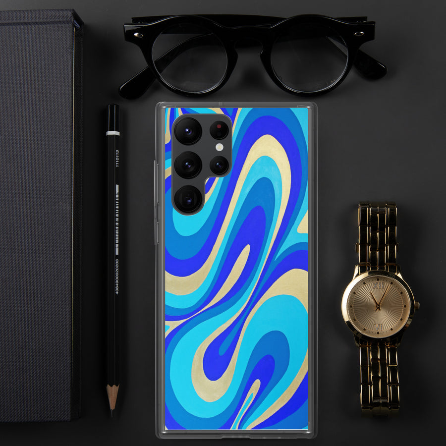 Blue & Gold Trippy Lines Samsung Case