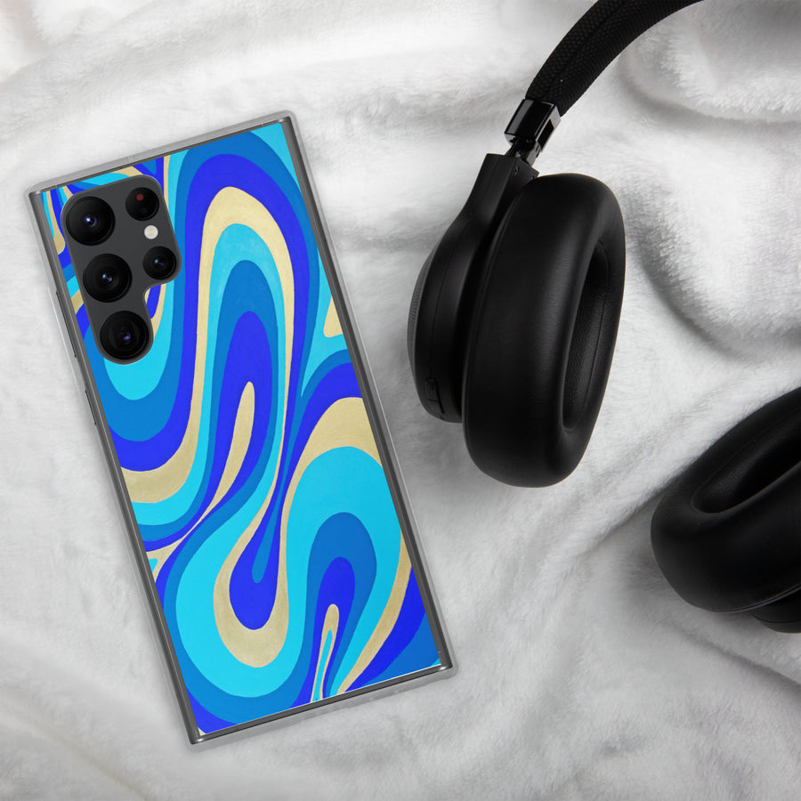 Blue & Gold Trippy Lines Samsung Case