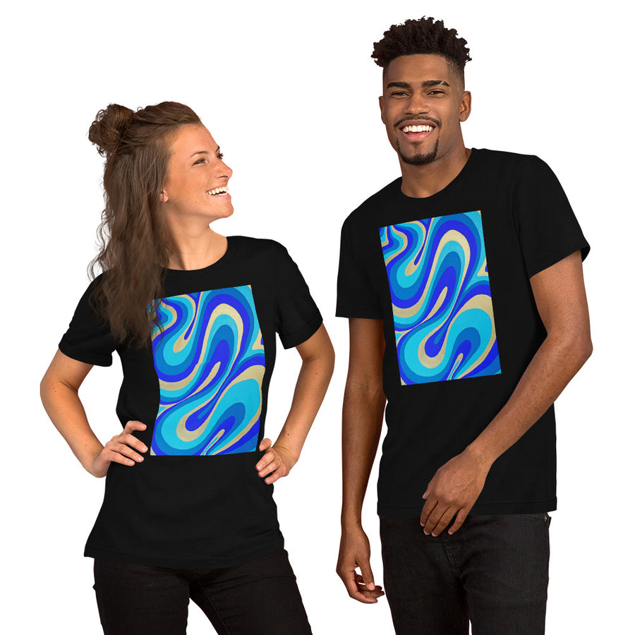 Blue & Gold Trippy Lines T-shirt