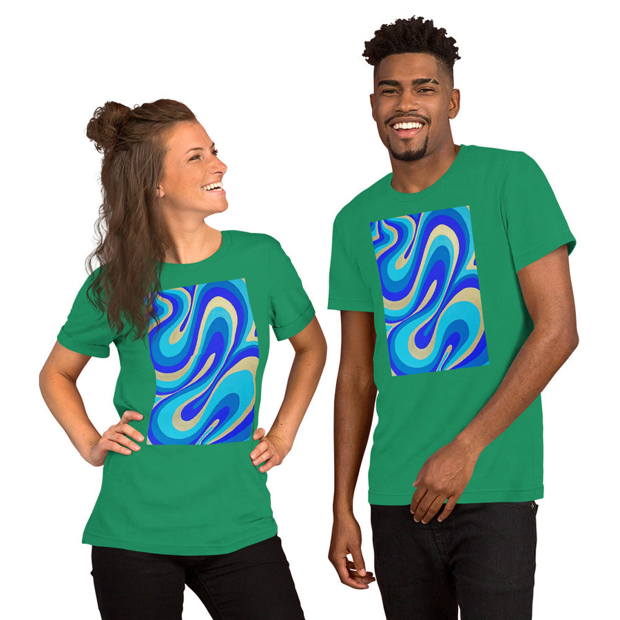 Blue & Gold Trippy Lines T-shirt